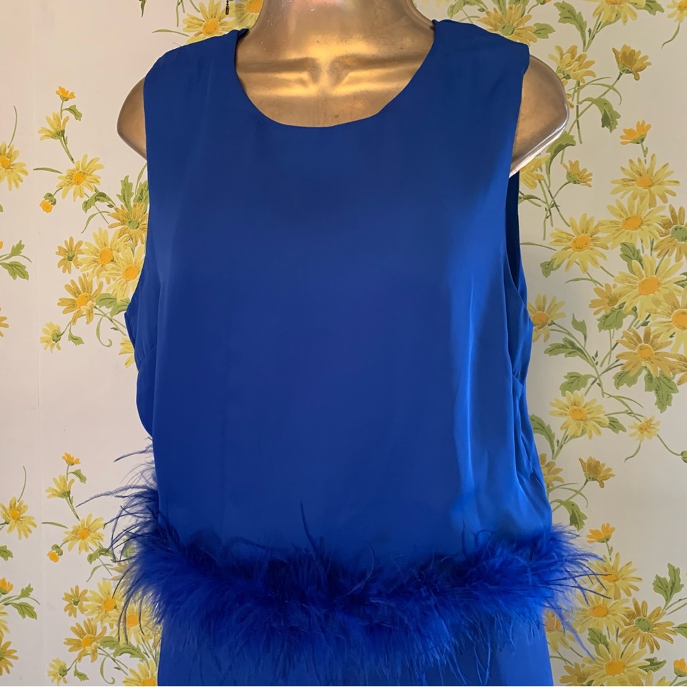 Nwt Royal Blue Feather Trim Tank Top size L